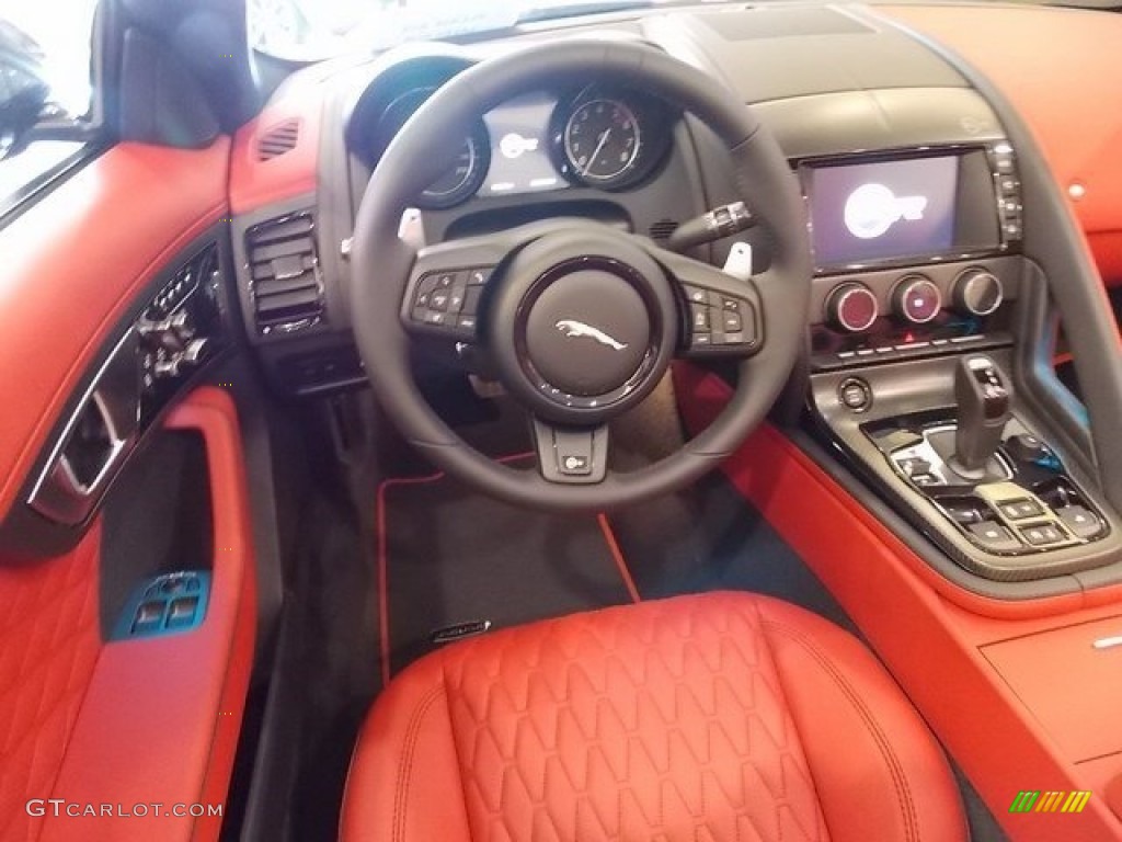 2017 Jaguar F-TYPE SVR AWD Convertible SVR Quilted Red W/Jet Stitching Dashboard Photo #115964433