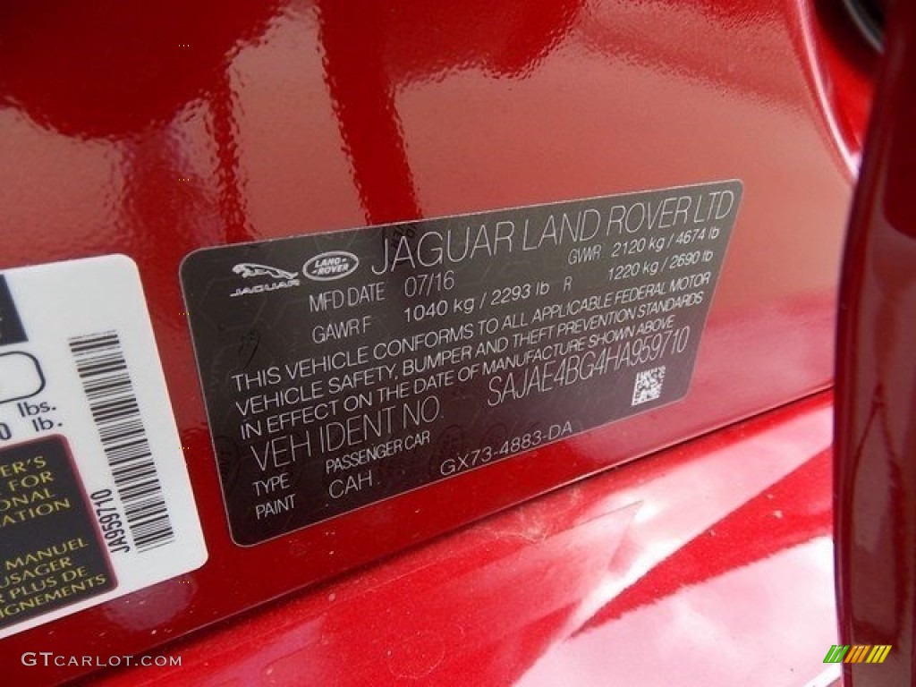 2017 XE Color Code CAH for Italian Racing Red Photo #115965310