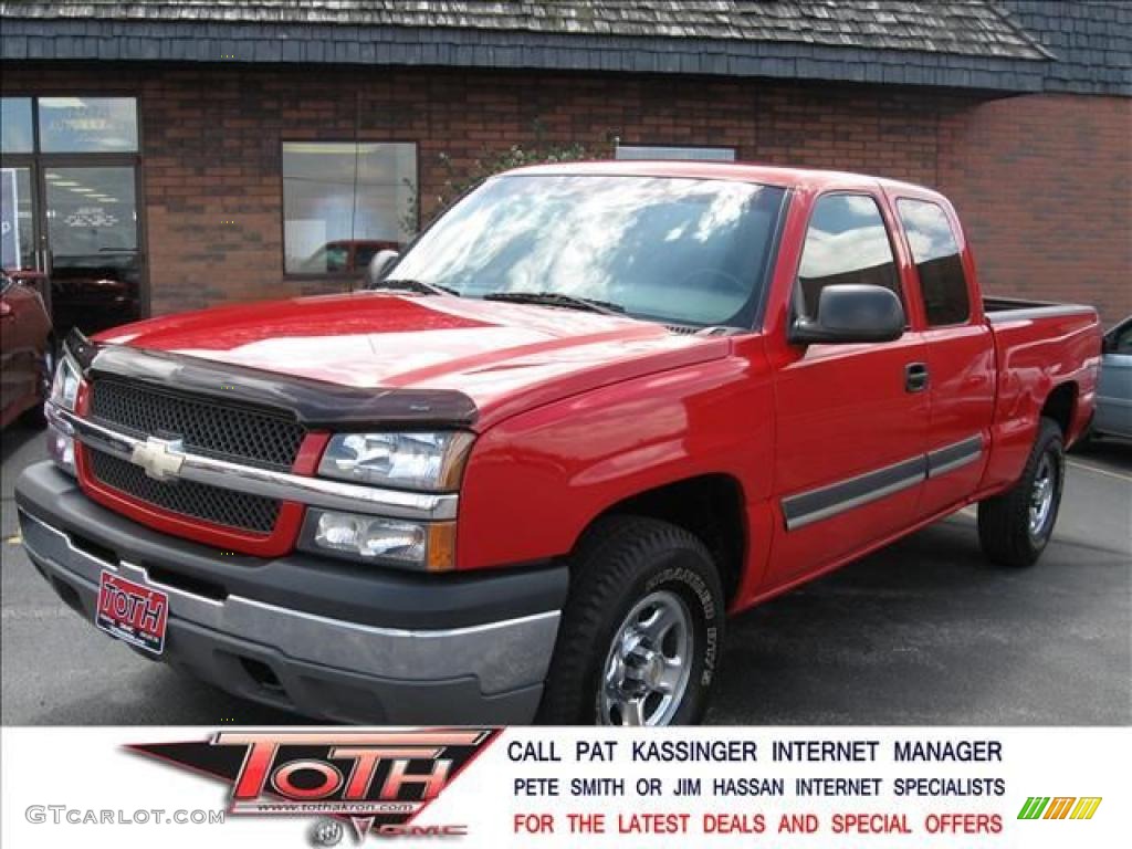 2003 Silverado 1500 LS Extended Cab 4x4 - Victory Red / Dark Charcoal photo #1