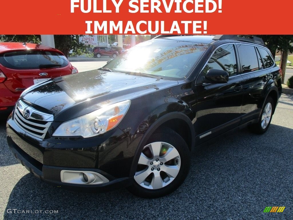 2011 Outback 2.5i Premium Wagon - Crystal Black Silica / Warm Ivory photo #1
