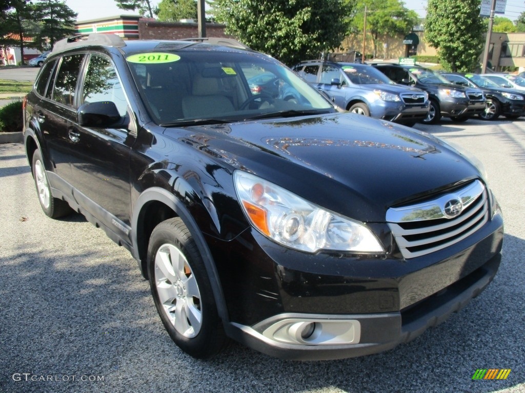 2011 Outback 2.5i Premium Wagon - Crystal Black Silica / Warm Ivory photo #7