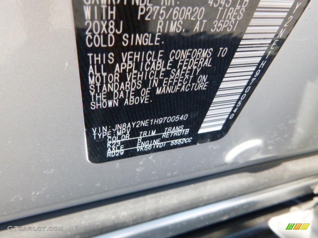 2017 Armada Color Code K23 for Brilliant Silver Photo #115975859