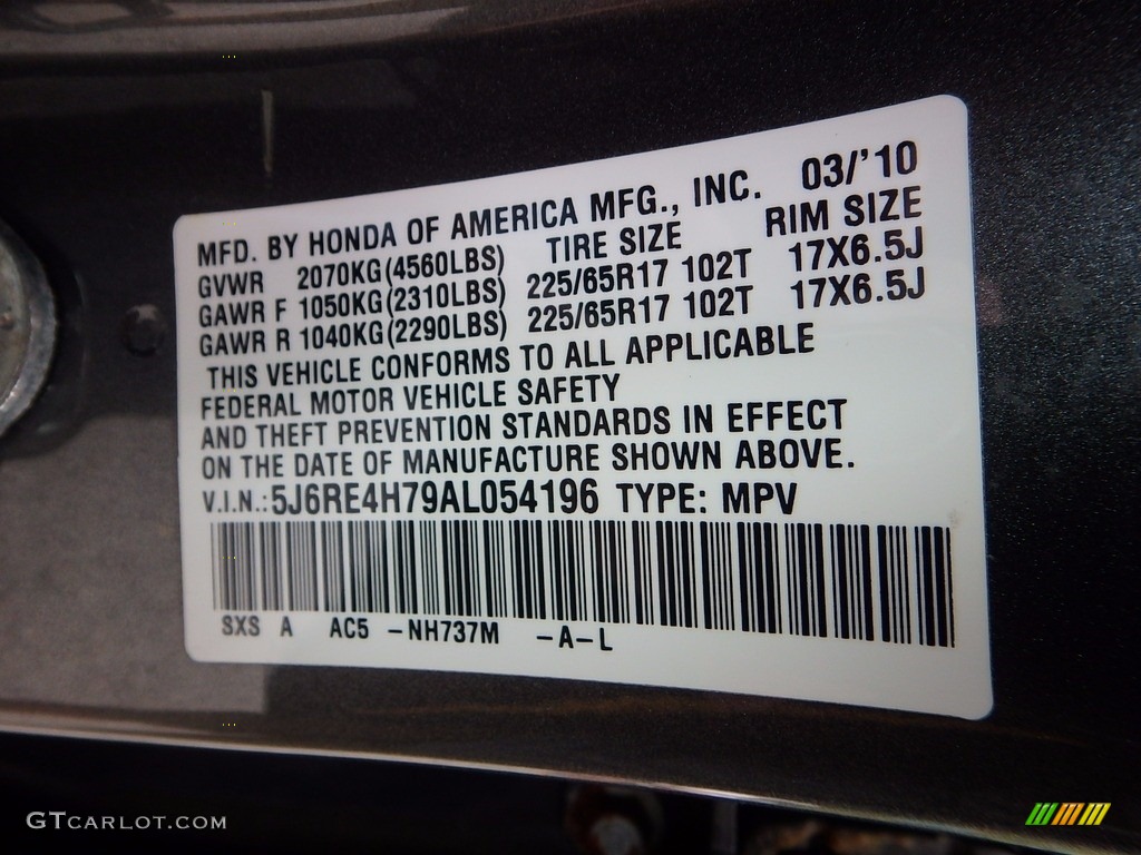 2010 CR-V EX-L AWD - Polished Metal Metallic / Black photo #24