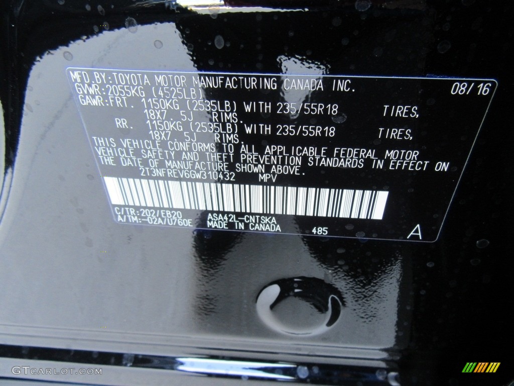 2016 RAV4 Color Code 202 for Black Photo #115989611