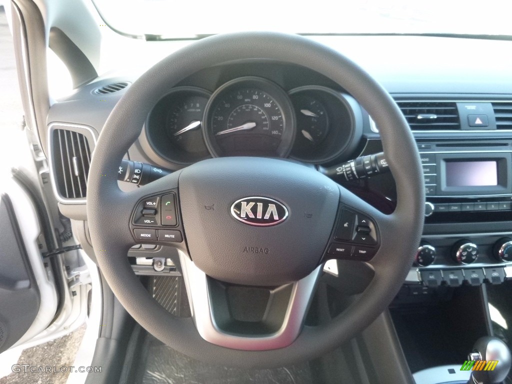 2017 Kia Rio LX 5 Door Black Steering Wheel Photo #115993974