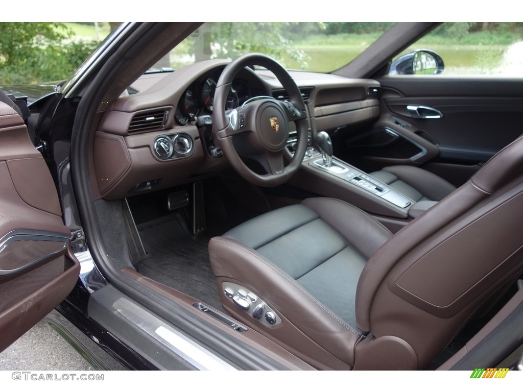 Espresso Natural Leather Interior 2015 Porsche 911 Turbo S Coupe Photo #115999767