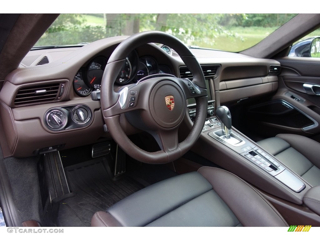 Espresso Natural Leather Interior 2015 Porsche 911 Turbo S Coupe Photo #116000004