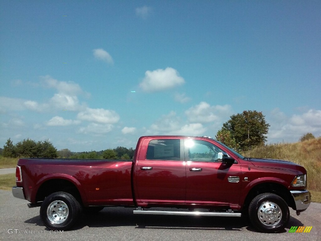 Delmonico Red Pearl 2017 Ram 3500 Laramie Longhorn Crew Cab 4x4 Dual Rear Wheel Exterior Photo #116005749