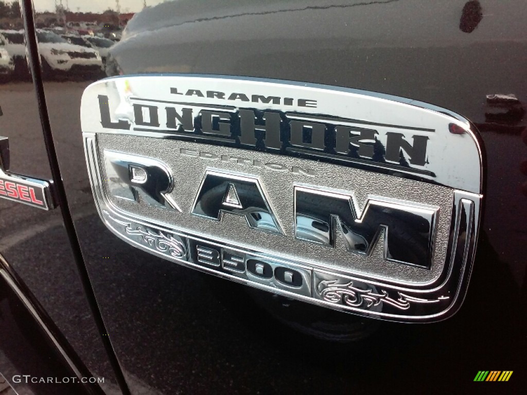 2017 3500 Laramie Longhorn Crew Cab 4x4 Dual Rear Wheel - Brilliant Black Crystal Pearl / Black/Cattle Tan photo #2