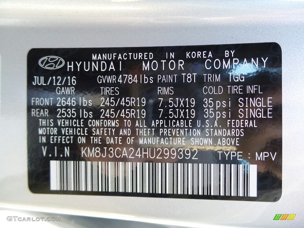 2017 Tucson Color Code T8T for Molten Silver Photo #116024973