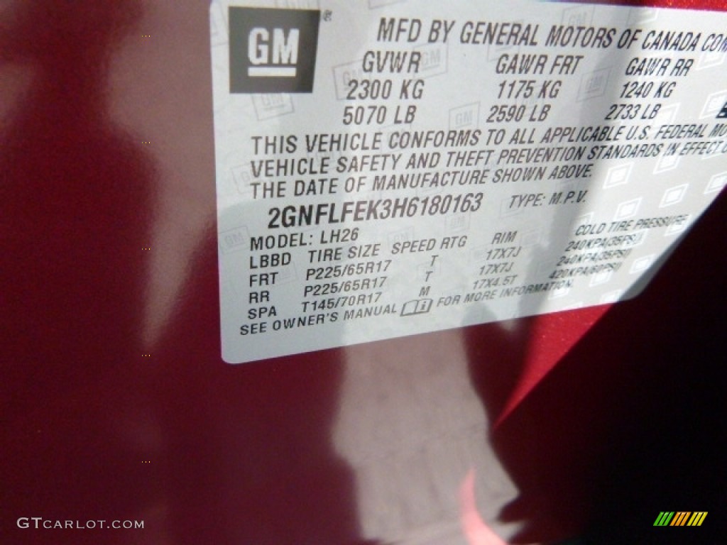 2017 Equinox LT AWD - Siren Red Tintcoat / Jet Black photo #14