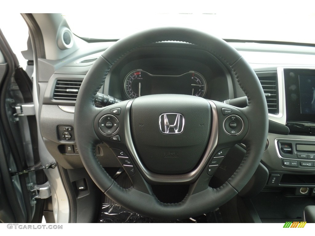 2017 Honda Ridgeline RTL-T AWD Black Steering Wheel Photo #116038815