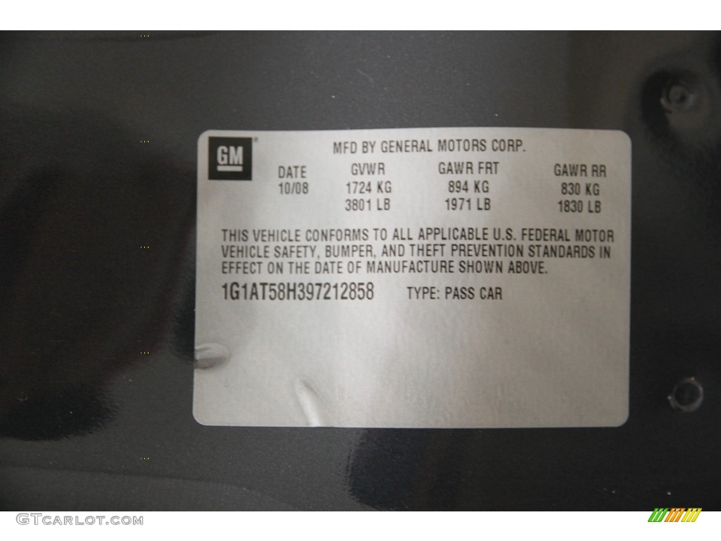 2009 Cobalt LT Sedan - Slate Metallic / Ebony photo #15