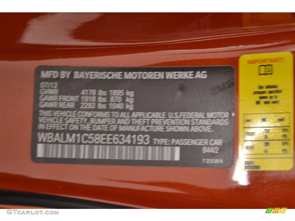 2014 BMW Z4 sDrive35is Color Code Photos
