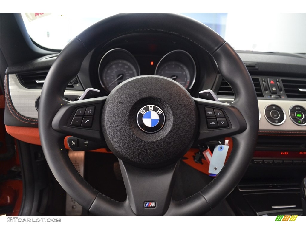 2014 BMW Z4 sDrive35is Hyper Orange Package Black/Orange Steering Wheel Photo #116045721