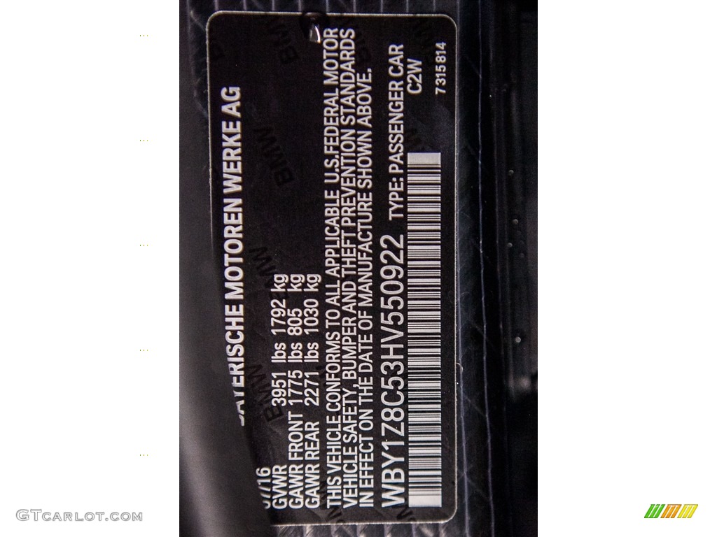 2017 i3 Color Code C2W for Fluid Black Photo #116048298