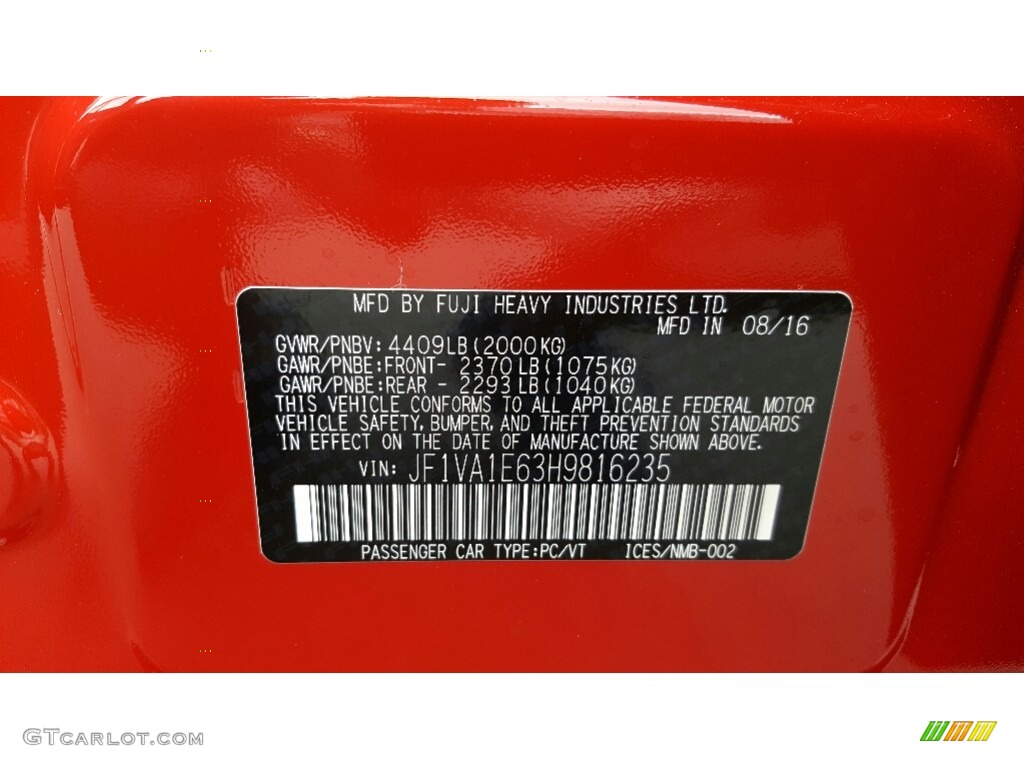 2017 WRX Premium - Pure Red / Carbon Black photo #7