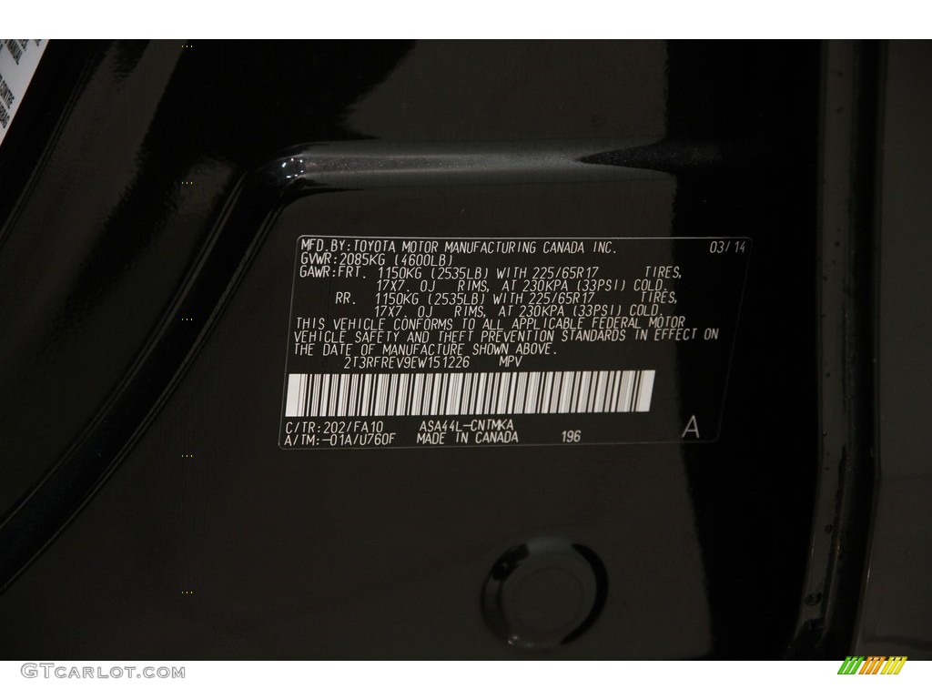 2014 RAV4 XLE AWD - Black / Ash photo #17