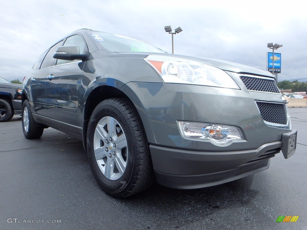 2011 Traverse LT AWD - Steel Green Metallic / Ebony/Ebony photo #12