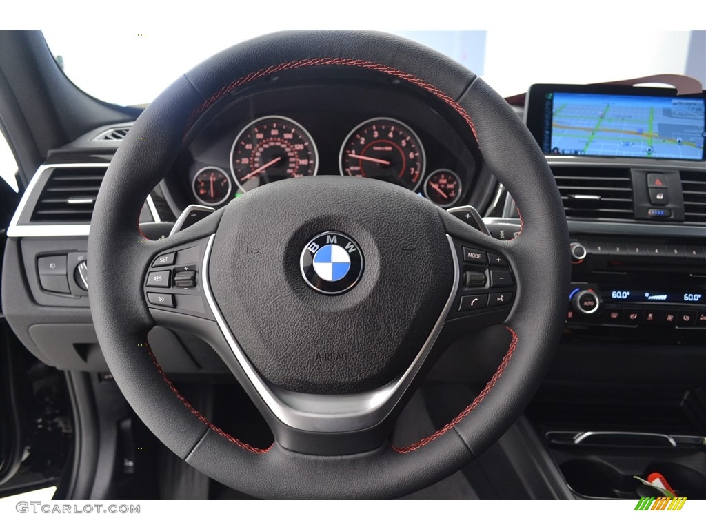 2016 BMW 3 Series 328i xDrive Sports Wagon Black Steering Wheel Photo #116073106