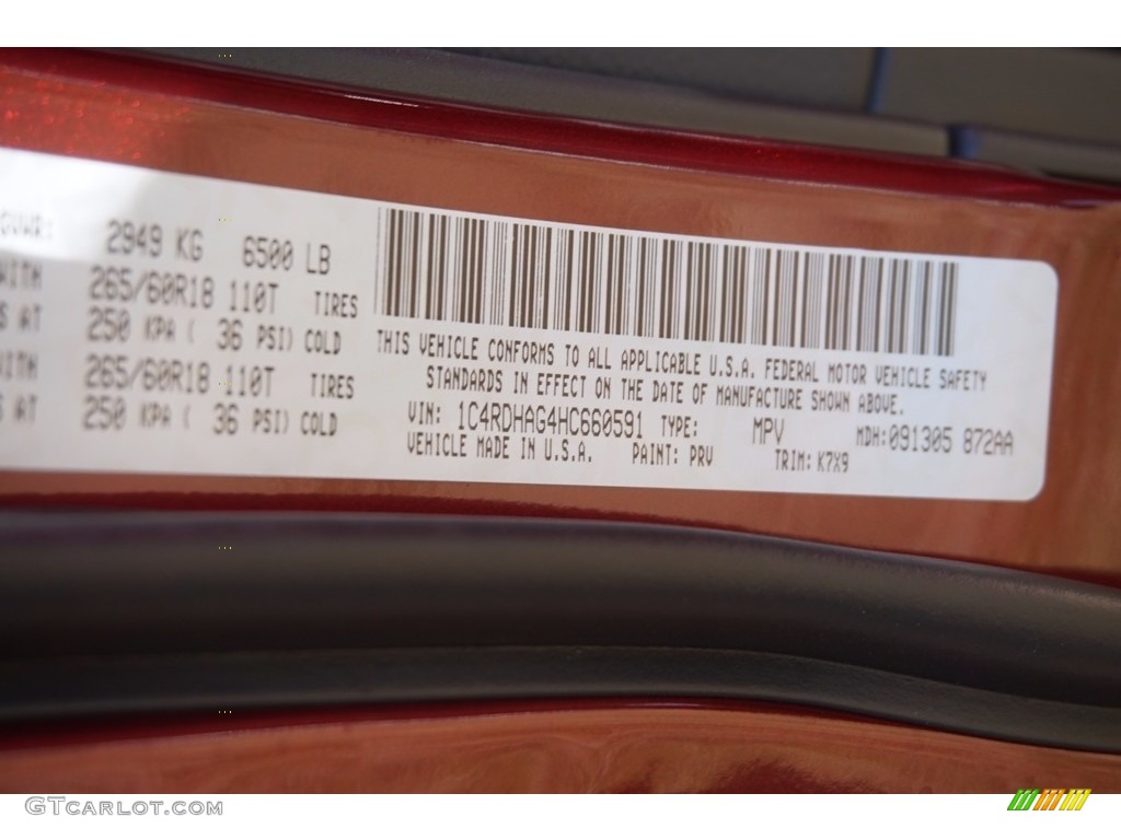 2017 Durango Color Code PRV for Octane Red Pearl Photo #116081564
