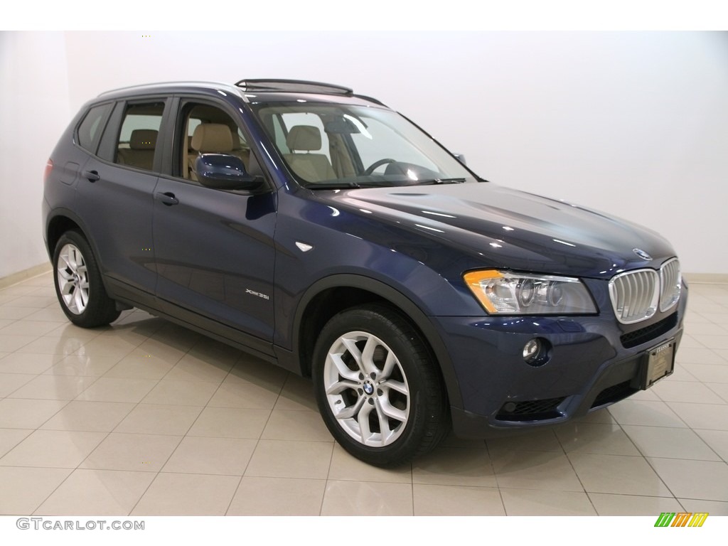 2012 X3 xDrive 35i - Deep Sea Blue Metallic / Sand Beige photo #1