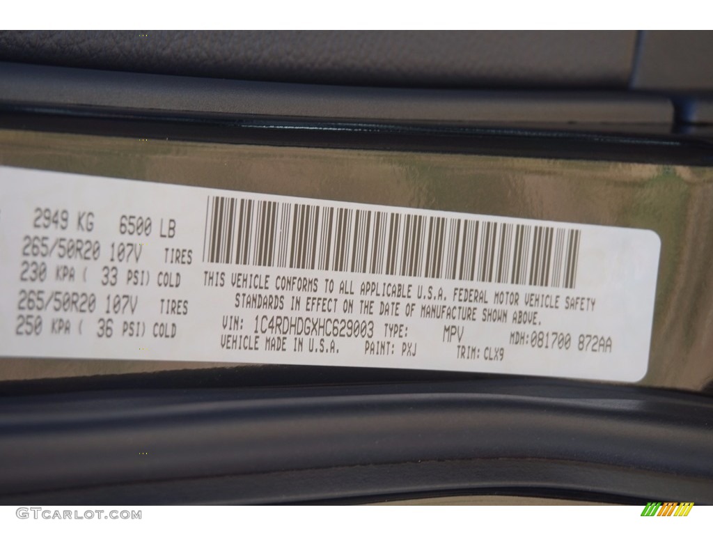 2017 Durango Color Code PXJ for DB Black Crystal Photo #116082764