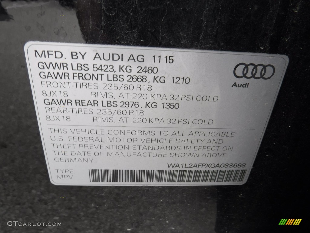 2016 Q5 2.0 TFSI Premium quattro - Brilliant Black / Black photo #39