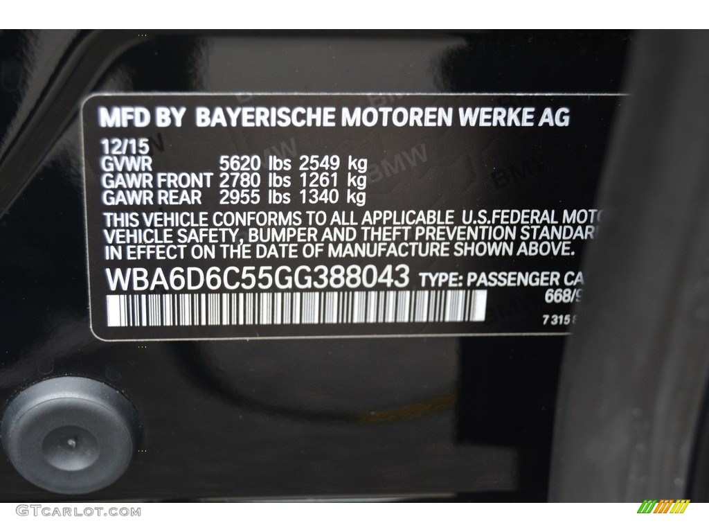 2016 BMW 6 Series 650i xDrive Gran Coupe Color Code Photos