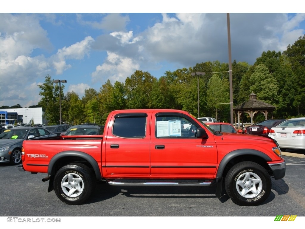 2003 Tacoma V6 Double Cab 4x4 - Radiant Red / Oak photo #2