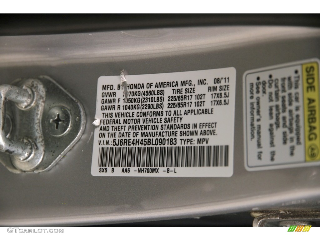 2011 CR-V SE 4WD - Alabaster Silver Metallic / Gray photo #23