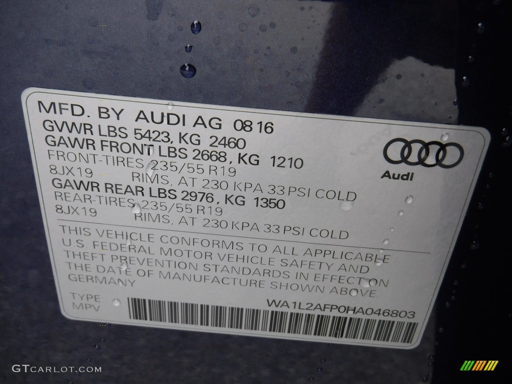2017 Q5 2.0 TFSI Premium Plus quattro - Scuba Blue Metallic / Chestnut Brown photo #40