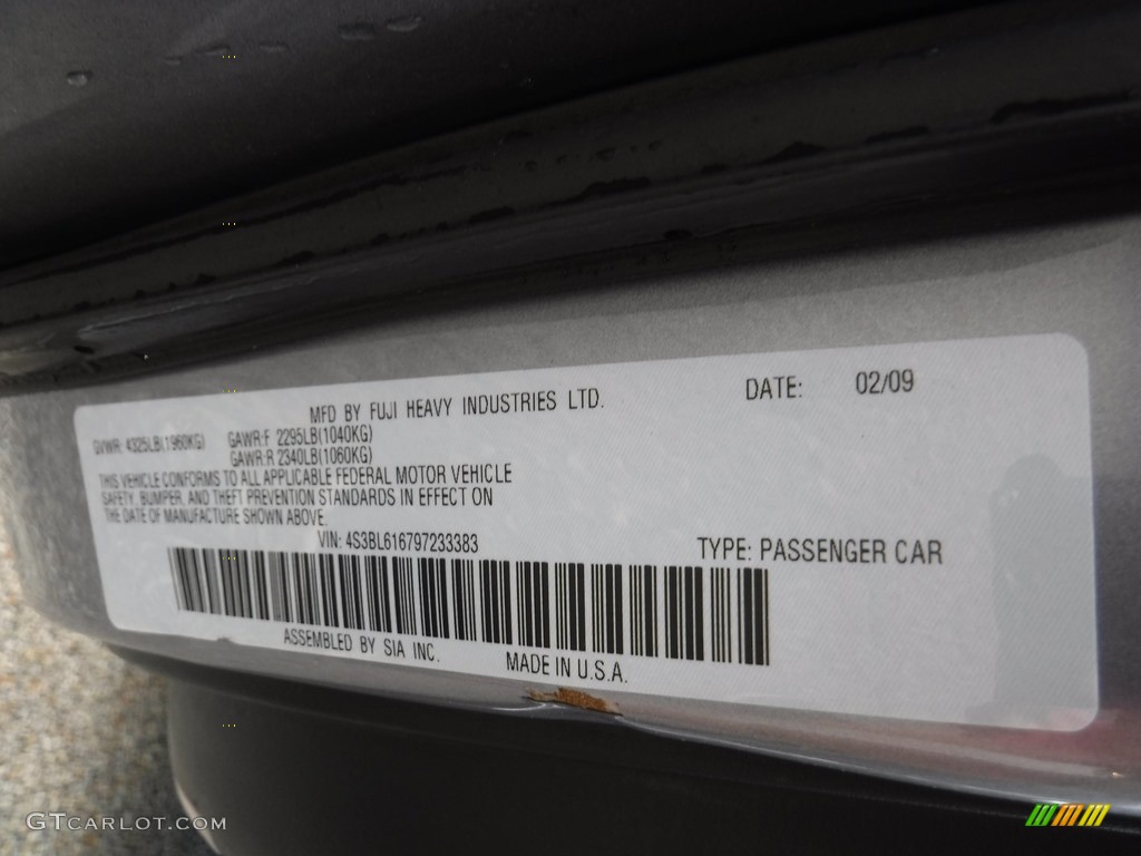 2009 Legacy 2.5i Sedan - Diamond Gray Metallic / Off Black photo #19