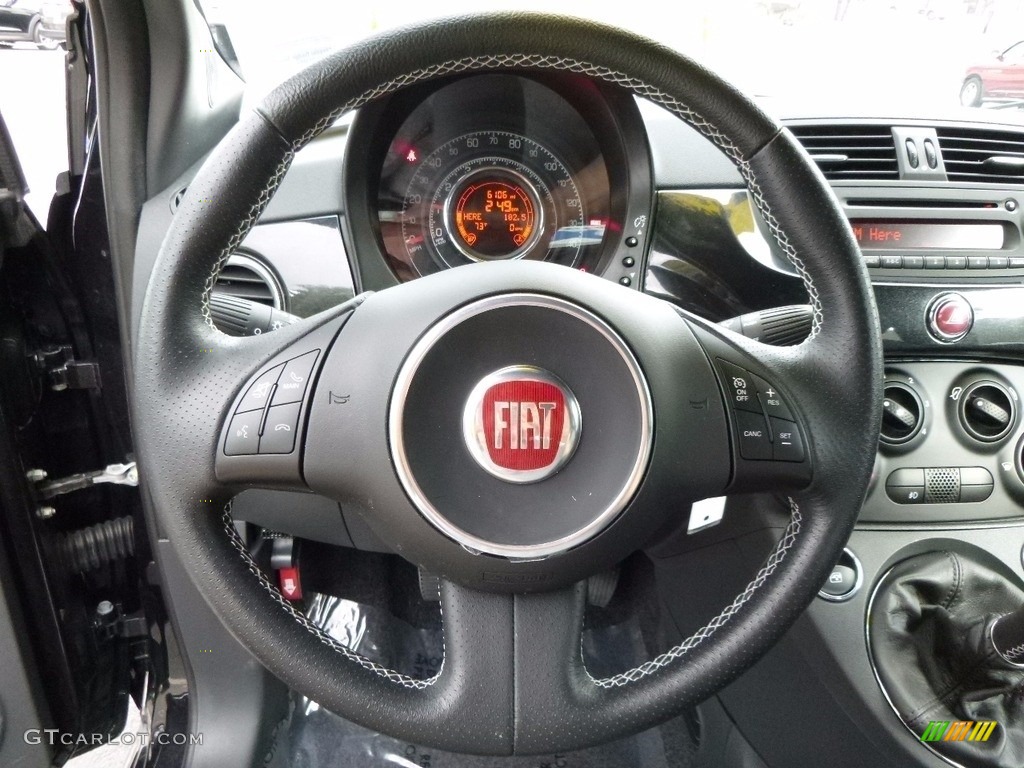 2013 Fiat 500 Turbo Grigio/Nero (Gray/Black) Steering Wheel Photo #116120402