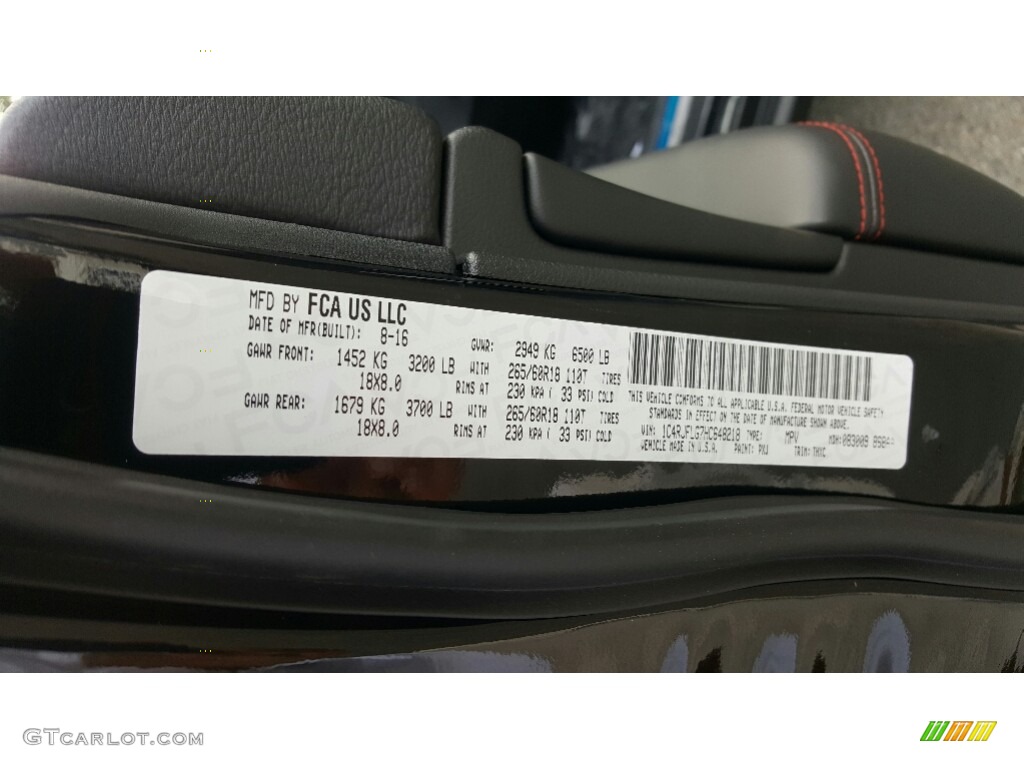 2017 Grand Cherokee Trailhawk 4x4 - Diamond Black Crystal Pearl / Black photo #7