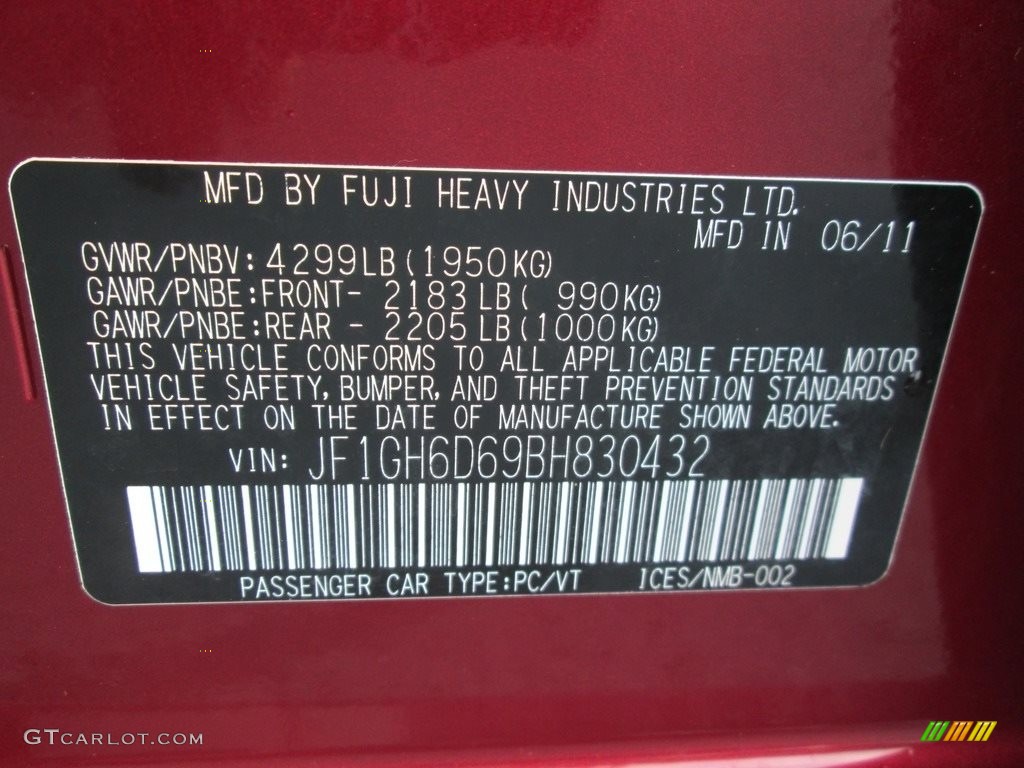 2011 Impreza Outback Sport Wagon - Camellia Red Pearl / Carbon Black photo #29