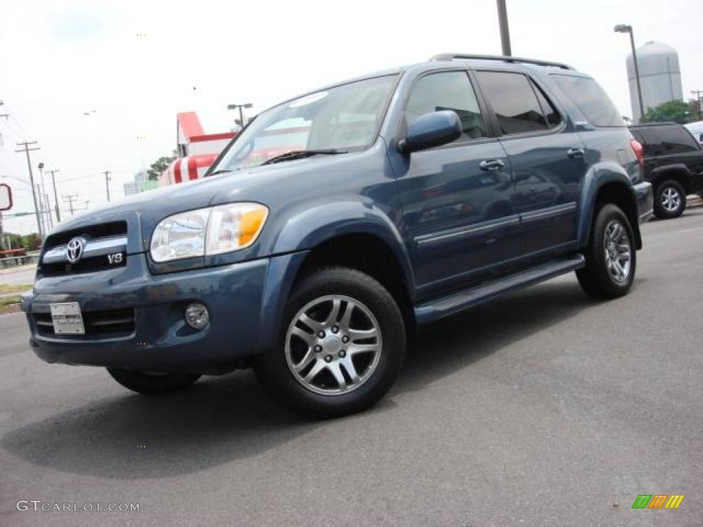 2005 Sequoia Limited - Blue Steel Metallic / Taupe photo #2