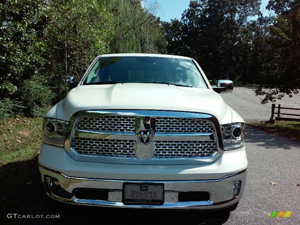 2017 1500 Laramie Crew Cab 4x4 - Pearl White / Canyon Brown/Light Frost Beige photo #3