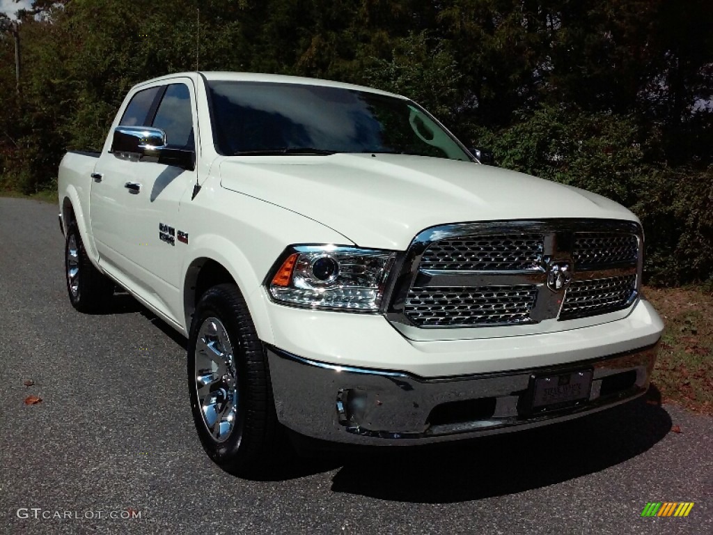 2017 1500 Laramie Crew Cab 4x4 - Pearl White / Canyon Brown/Light Frost Beige photo #4