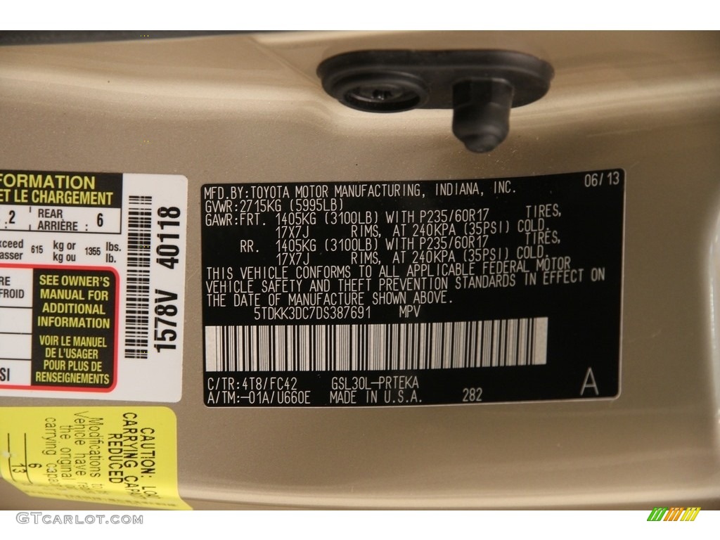2013 Sienna LE - Sandy Beach Metallic / Bisque photo #22