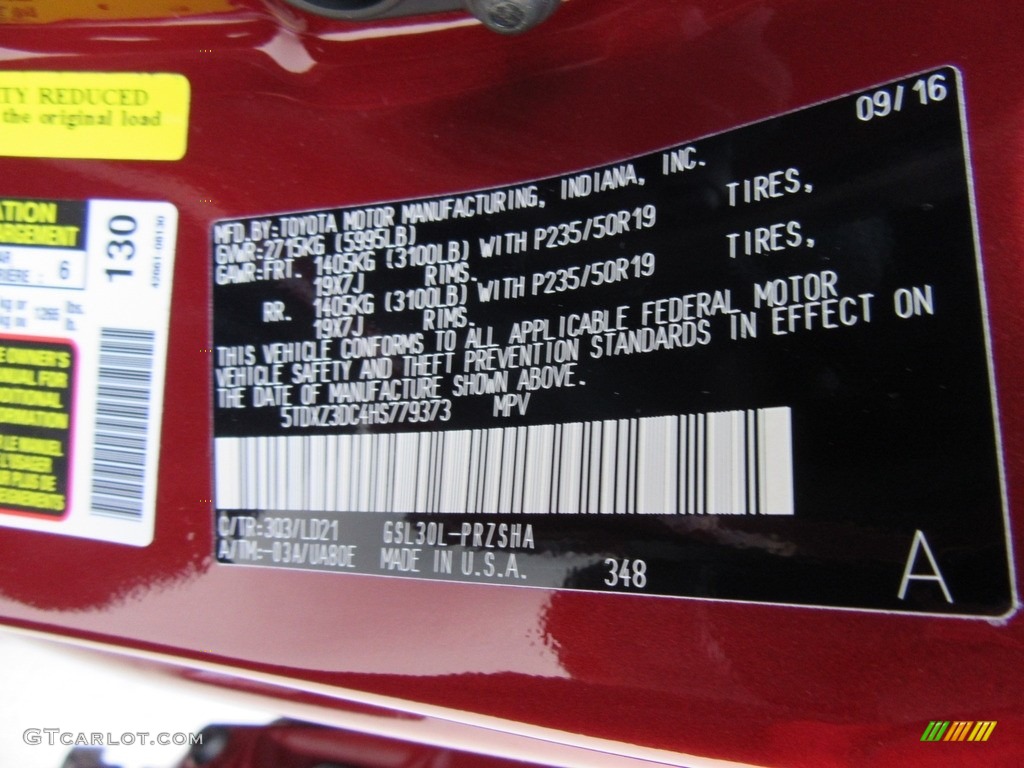 2017 Sienna Color Code 3Q3 for Salsa Red Pearl Photo #116165258