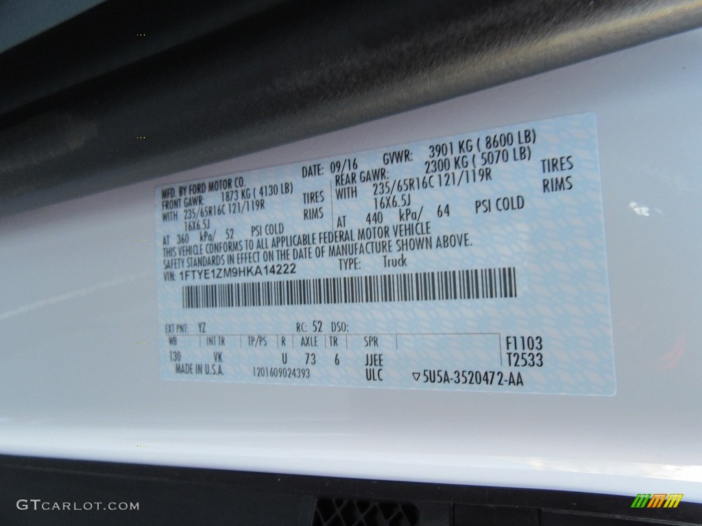 2017 Transit Color Code YZ for Oxford White Photo #116166554