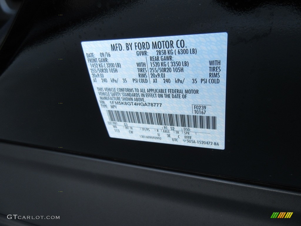 2017 Explorer Sport 4WD - Shadow Black / Ebony Black photo #37
