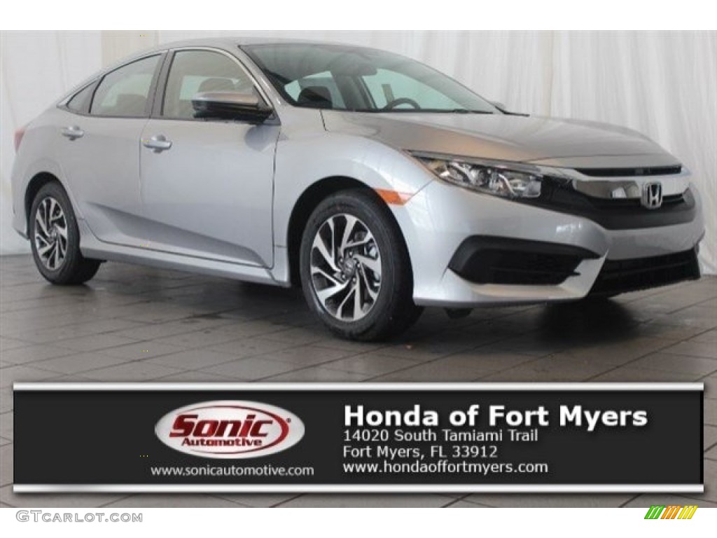 2016 Civic EX Sedan - Lunar Silver Metallic / Black photo #1