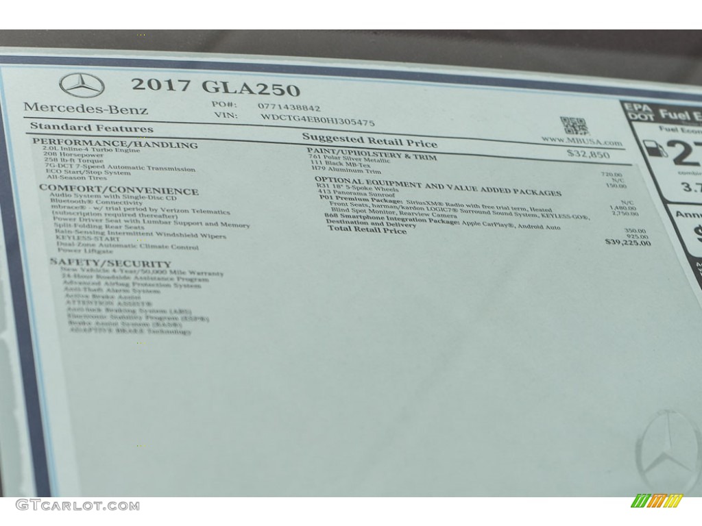 2017 Mercedes-Benz GLA 250 Window Sticker Photo #116177069