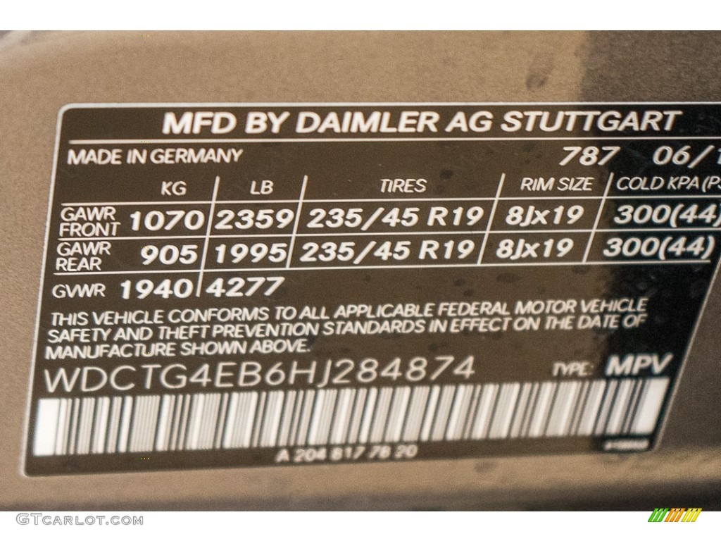2017 Mercedes-Benz GLA 250 Color Code Photos