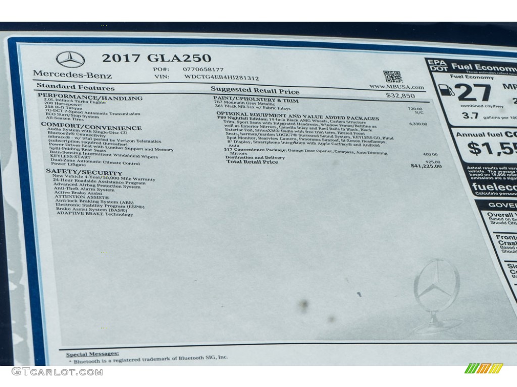 2017 Mercedes-Benz GLA 250 Window Sticker Photo #116178587