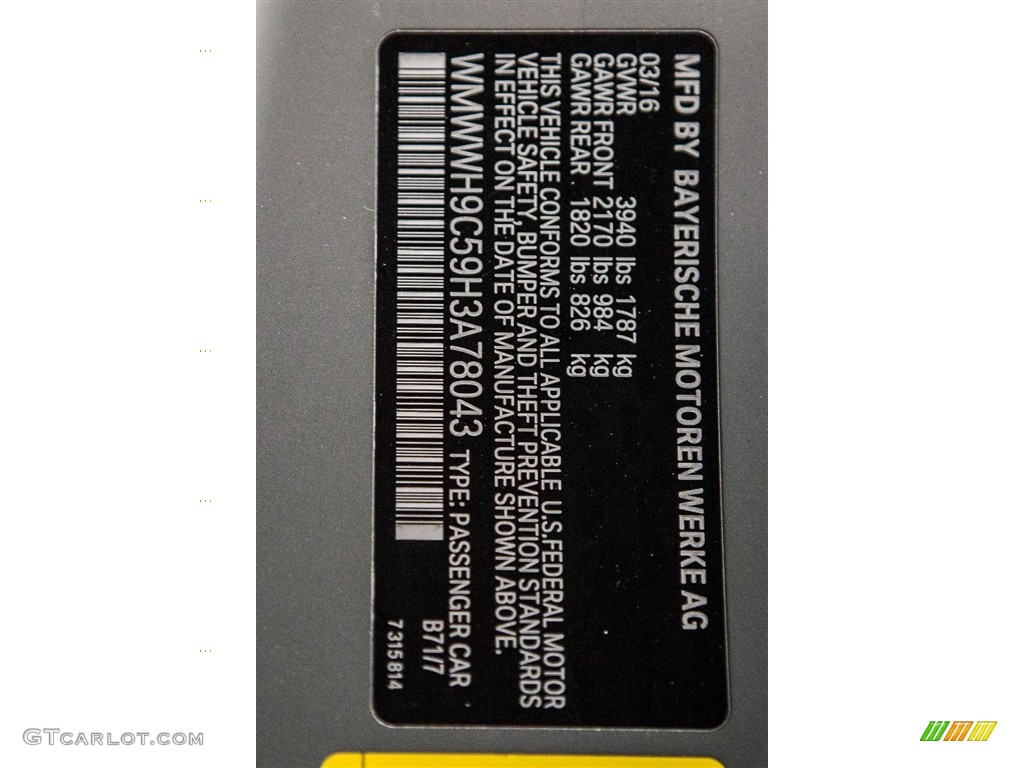 2017 Convertible Color Code B71 for Moonwalk Grey Metallic Photo #116188649