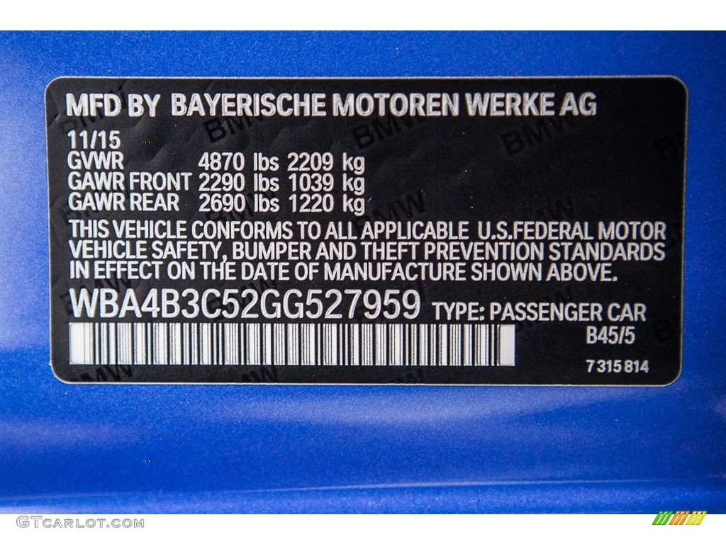 2016 BMW 4 Series 435i xDrive Gran Coupe Color Code Photos