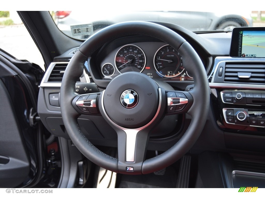 2016 BMW 3 Series 340i xDrive Sedan Coral Red Steering Wheel Photo #116190971